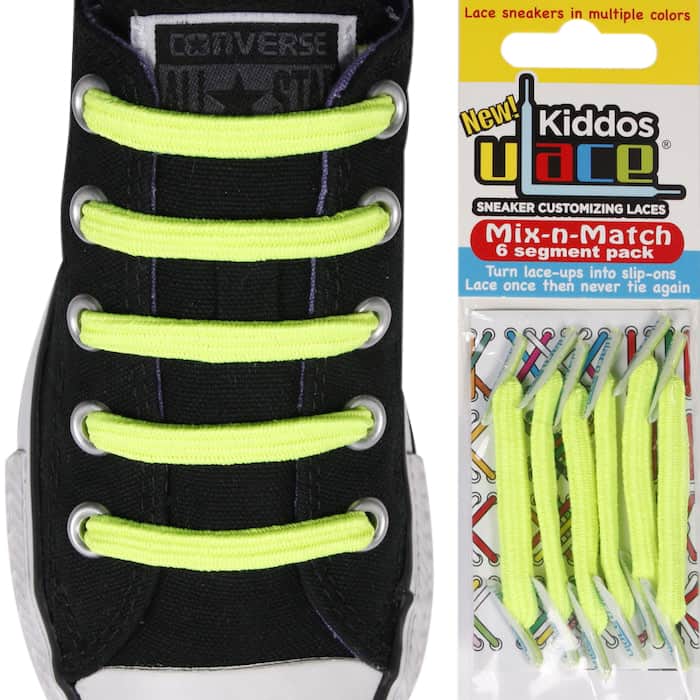 Neon Yellow Kiddos – U-LACE NO TIE LACES